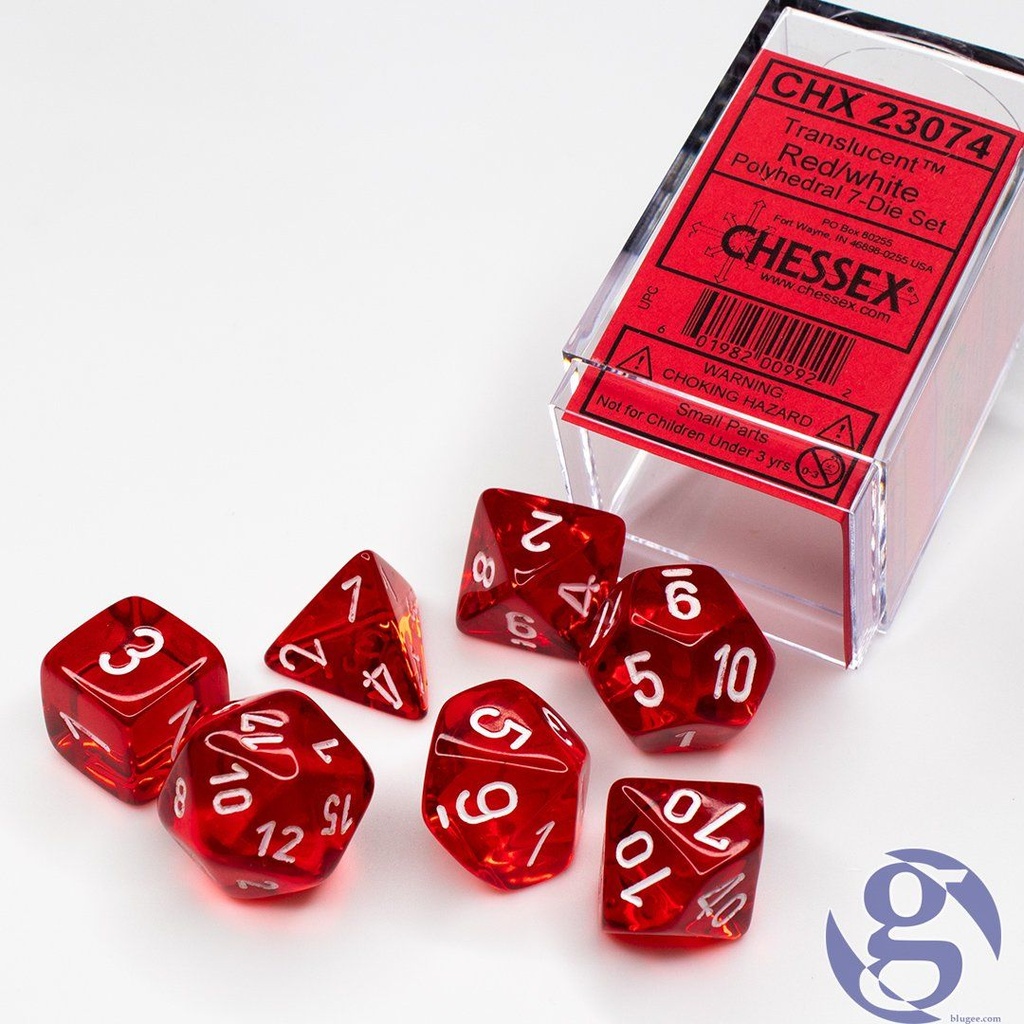 Dice: Chessex - Translucent - Poly Set (x7) - Red/White