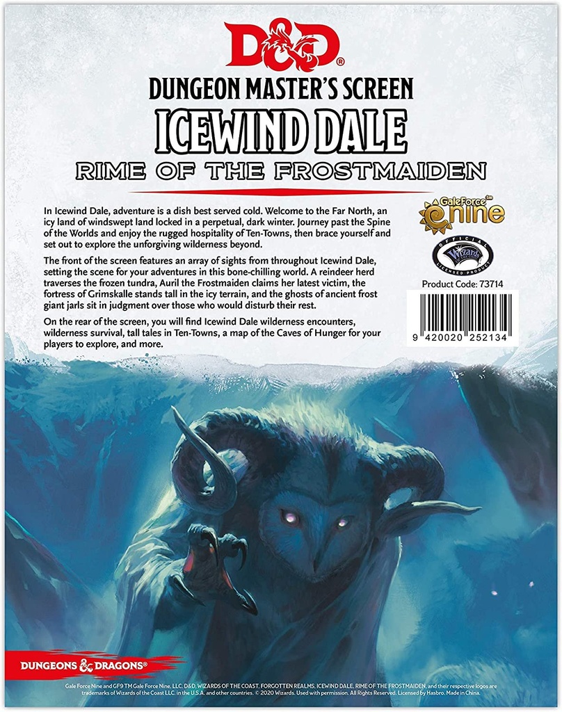 D&D RPG: Icewind Dale: Rime of the Frostmaiden - DM Screen