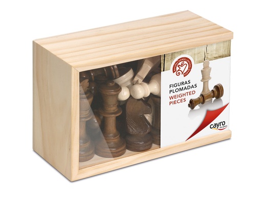 [616-C] Chess Pieces: Cayro - Weighted Wooden Pieces (Wooden Box)
