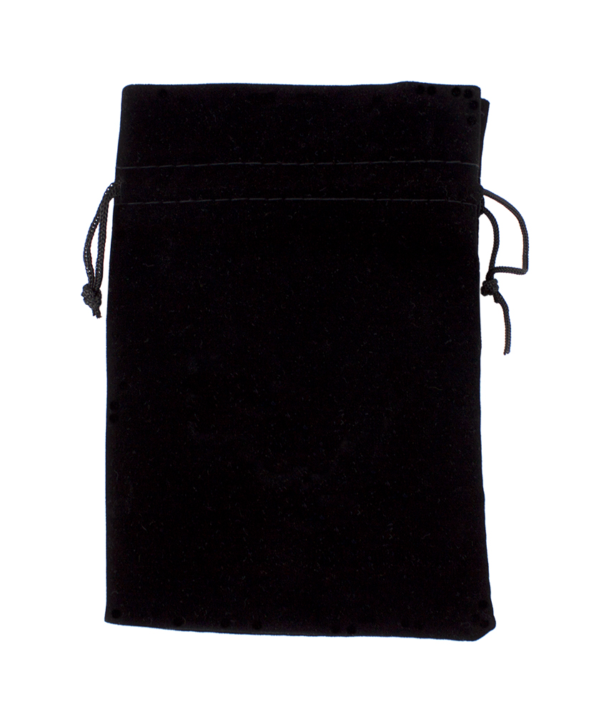 Dice Bag: Velour Pouch with Drawstring, Black (7x5")