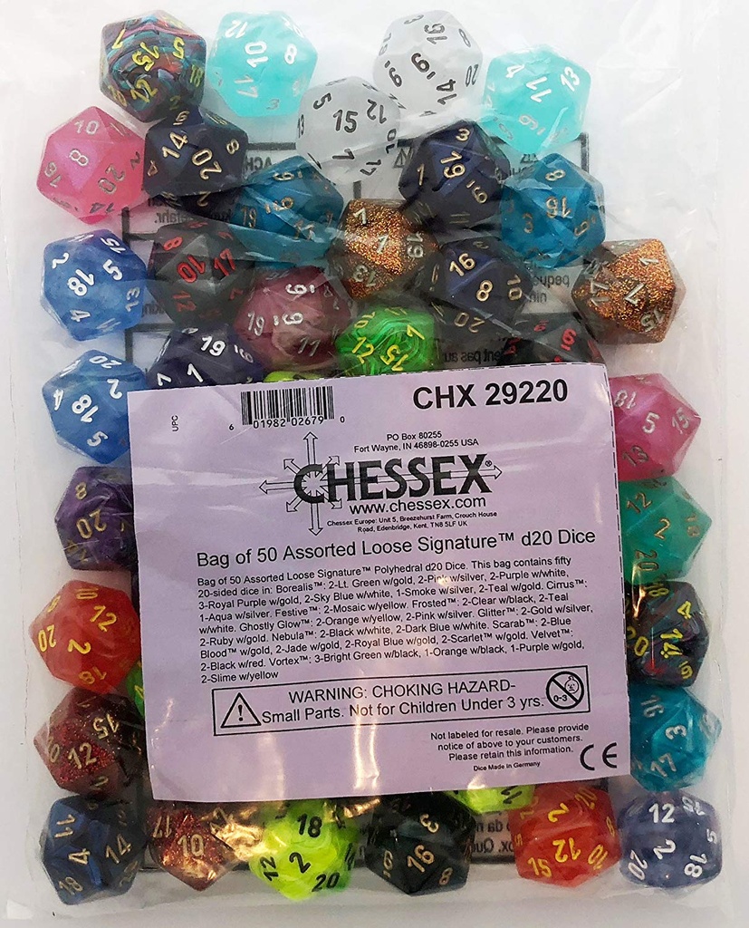 Dice: Chessex - Signature - D20 Bag of Dice (x50)