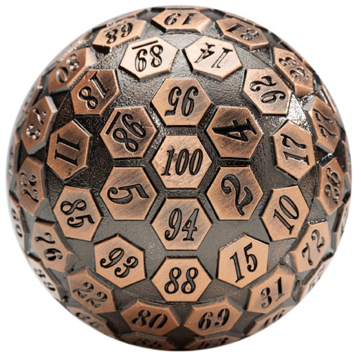 Dice: Wiz Dice - Orb of Predestined Fate d100 - Ancient Copper