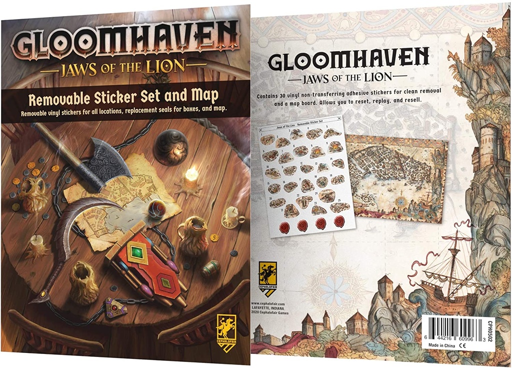 Gloomhaven: Jaws of the Lion - Removable Sticker Set & Map