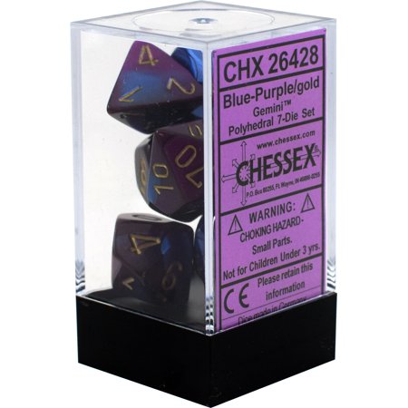 Dice: Chessex - Gemini - Poly Set (x7) - Blue-Purple/Gold