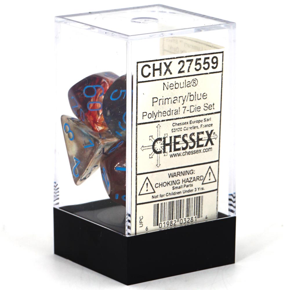 Dice: Chessex - Nebula, Luminary - Poly Set (x7) - Primary/Blue