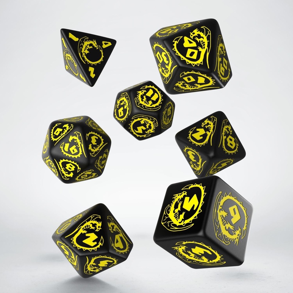 Dice: Q-Workshop - Dragon - Poly Set (x7) - White/Black