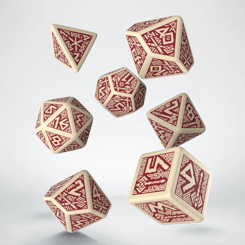 Dice: Q-Workshop - Dwarven - Poly Set (x7) - Red/Black