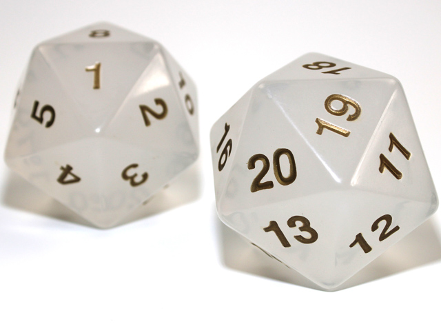 Dice: Chessex - Translucent - 55mm D20 - Pearl/Gold