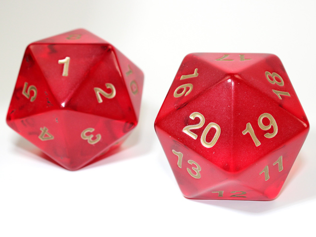 Dice: Chessex - Translucent - 55mm D20 - Red/Gold