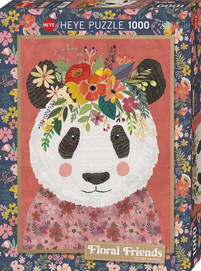 Jigsaw Puzzle: HEYE - Floral Friends: Cuddly Panda (1000 Pieces)