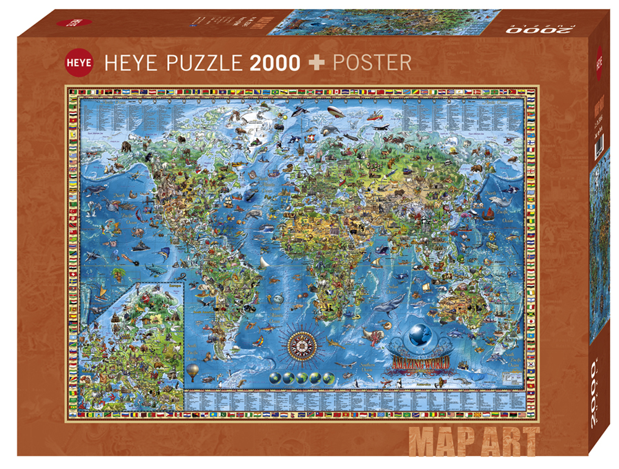 Jigsaw Puzzle: HEYE - Map Art: Amazing World (2000 Pieces)