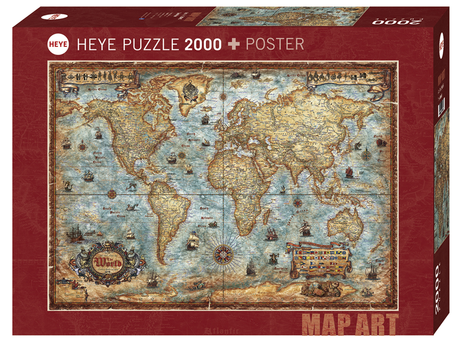 Jigsaw Puzzle: HEYE - Map Art: The World (2000 Pieces)