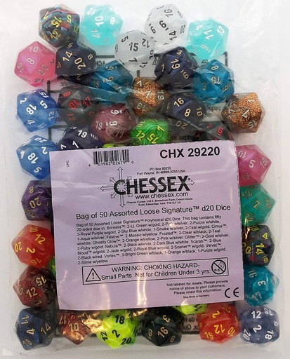 [CHX29220] Dice: Chessex - Signature - D20 Bag of Dice (x50)