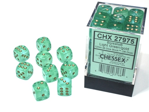 [CHX27975] Dice: Chessex - Borealis, Luminary - 12mm D6 (x36)
