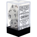 Dice: Chessex - Frosted - Poly Set (x7) - Clear/Black