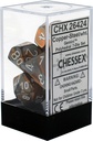 Dice: Chessex - Gemini - Poly Set (x7) - Copper-Steel/White