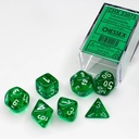 Dice: Chessex - Translucent - Poly Set (x7) - Green/White